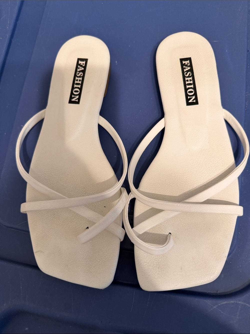 White Strappy Slide Sandals for Women
